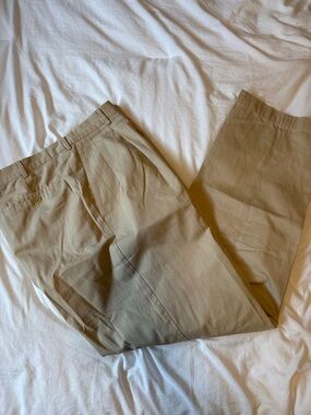 Ermenegildo Zegna Khaki Pleated Chinos in Light Tan